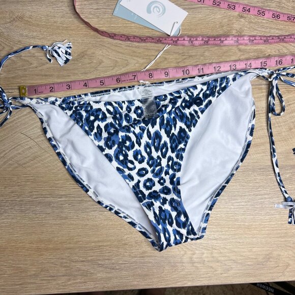 NWT Calme By Johnny Was Blue Tiger String Bikini Swim Bottom Leopard Large - Picture 9 of 10